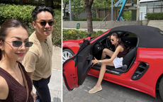 Thanh Hằng thích thú lái Porsche gần 6 tỷ đưa chồng đi hẹn hò cuối tuần