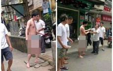 Chàng trai khỏa thân ung dung đi lại trên đường vào ban ngày