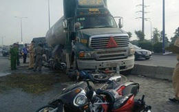 Tai nạn trước cửa ngõ Sài Gòn, 7 xe máy kẹt dưới gầm xe bồn