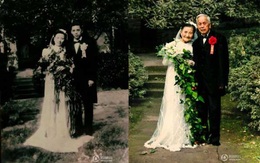 Vợ chồng già chụp ảnh cưới kỷ niệm 70 năm chung sống