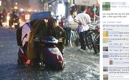 Cảnh con trai lớn ngồi trên xe để mẹ dắt bộ trong mưa ngập ở SG gây tranh cãi