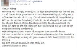 Người vợ lên facebook tìm chàng trai đã giúp đỡ chồng mình khi bị taxi tông