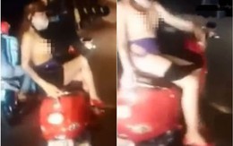 Clip thiếu nữ xinh đẹp thản nhiên lột áo chip khoe ngực trên xe máy gây shock
