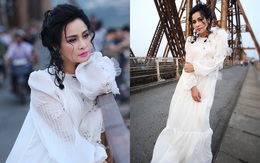 Dân mạng "dậy sóng" với bộ ảnh Thanh Lam mặc áo trắng toát đứng trên cầu Long Biên