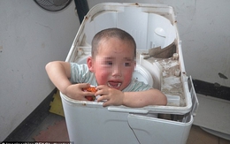 Cậu bé 2 tuổi khóc thét vì bị kẹt cứng trong máy giặt