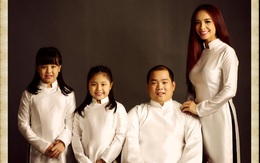 Gia đình Thúy Hạnh đẹp giản dị trong bộ ảnh áo dài theo phong cách xưa