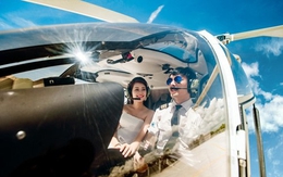 Cặp đôi chơi trội thuê phi cơ chụp ảnh cưới