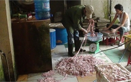 Ghê rợn lòng lợn tẩm chất tẩy rửa công nghiệp Trung Quốc