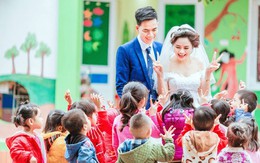 Bất ngờ với bộ ảnh cưới của cô giáo mầm non ngay trong trường