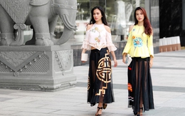 Ái Phương, Hoàng Oanh diện váy hoạ tiết độc đáo dạo phố