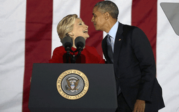 Cử chỉ âu yếm của Obama với Hillary trong thời khắc gay cấn