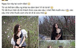 Cô gái mặc bikini chụp vườn đào ngày giá rét nói gì về bộ ảnh gây sốc của mình?