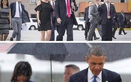 Khi Obama và Trump đi với phụ nữ dưới mưa