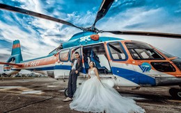 Ảnh cưới lạ bên trực thăng hiện đại của nam DJ nổi tiếng