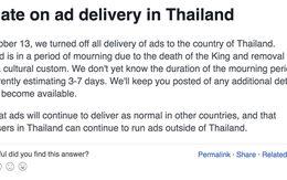 Facebook tắt quảng cáo trong ngày quốc tang Thái Lan