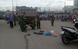 Ôm 2 con ngất xỉu bên thi thể chồng bị xe tải cán ở Sài Gòn