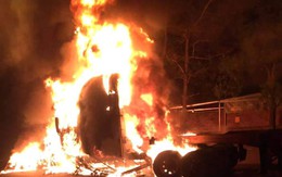 Quảng Ninh: Cháy ca bin xe container, tài xế thoát chết