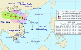 Tối nay, bão số 2 gió mạnh cấp 9 đi vào ven biển miền Trung