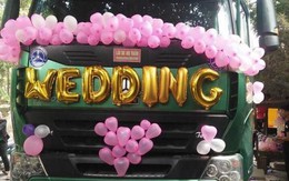 Dân cư mạng xôn xao với màn rước dâu bằng xe đầu kéo "cực độc" ở Thái Nguyên
