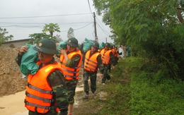 Hàng trăm chiến sĩ công an, quân đội cùng người dân hộ đê trên sông Vinh