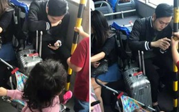 Mặc trẻ em đứng ngay trước mặt, Quang Vinh gây tranh cãi khi vẫn thản nhiên ngồi ghế