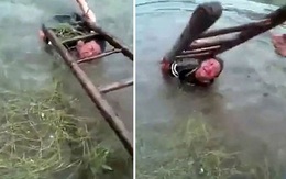 Cha trói con vào thang dọa dìm xuống sông để trị tính ương bướng