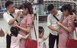Vợ bầu 7 tháng khóc như mưa tiễn chồng đi lao động nước ngoài