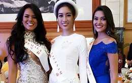 Mỹ Linh mặc áo dài, đội mấn dự tiệc tại Miss World