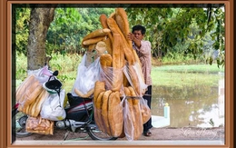 Xôn xao hình ảnh những chiếc bánh mì khổng lồ thu hút người dân ở An Giang