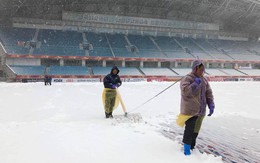 Sân vận động Thường Châu tuyết phủ dày khiến trận chung kết của U23 Việt Nam - U23 Uzbekistan nguy cơ bị hoãn