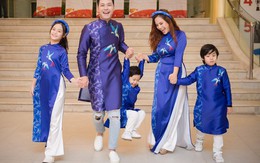 MC Phan Anh trình diễn áo dài cùng vợ và ba con