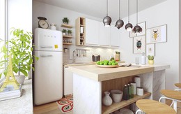 Căn bếp nhỏ tinh tế và hiện đại nhờ sơn trắng toàn bộ không gian
