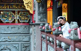 Hoa hậu Ngọc Hân mặc áo dài Xuân nền nã khi du lịch Đài Loan