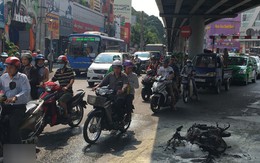 Bị CSGT lập biên bản do đi ngược chiều, nam thanh niên lập tức đốt xe máy rồi bỏ chạy