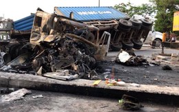Tai nạn nghiêm trọng: 2 xe container bốc cháy, 2 người chết thảm