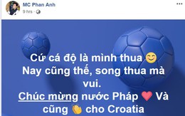 '50 sắc thái' cảm xúc của sao Việt khi tuyển Pháp giành chức vô địch World Cup 2018