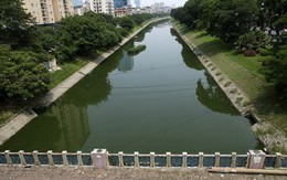 Nước sông Tô Lịch chuyển màu xanh như nước hồ Gươm