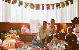 Vợ chồng Kim Hiền làm tiệc sinh nhật cho hai con