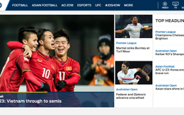 Dòng tin 'Việt Nam tiến thẳng bán kết' xuất hiện đầy tự hào trên trang chủ Fox Sports Asia
