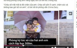 Cô bé Trung Quốc cõng anh trai đi học mỗi ngày
