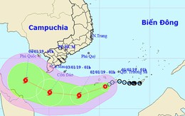 Bão số 1 giật cấp 10 cách Côn Đảo 450km, liên tục đổi hướng
