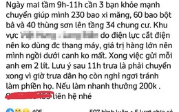 Cô gái bị mắng té tát vì tuyển người vác 230 bao xi măng lên tầng 34 với thù lao... 200.000 đồng