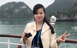 Nữ ca sĩ nổi tiếng Triều Tiên chụp ảnh ở vịnh Hạ Long