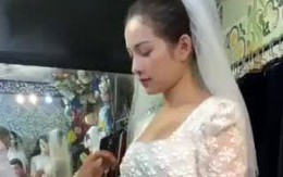 Hôn thê của Dương Khắc Linh đi thử áo dài cưới