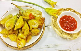 Bông bí nhồi cá chiên giòn dân dã, đồng nội