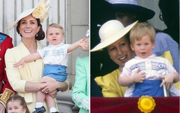 Hoàng tử Louis mặc đồ giống chú Harry hơn 30 năm trước