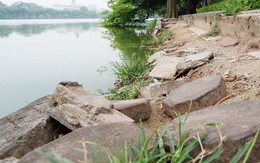 Bờ hồ Hoàn Kiếm bị sạt lở nghiêm trọng khiến nhiều người lo lắng