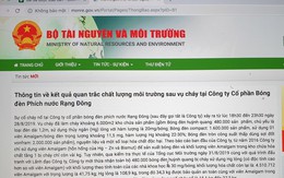 Thông tin kết quả quan trắc môi trường sau cháy Công ty Rạng Đông bất ngờ bị gỡ bỏ khỏi Cổng thông tin Bộ TN&MT