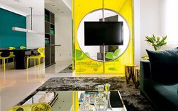 Phòng khách sang chảnh khi sử dụng có nội thất màu vàng