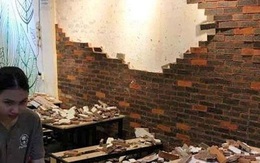 Tường gạch trang trí của quán ăn bất ngờ đổ sập, 4 thực khách nhập viện